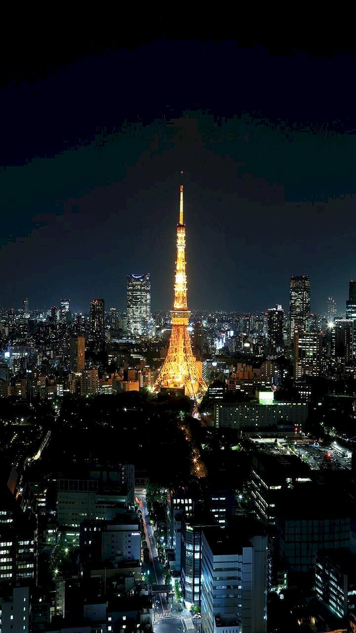 Hình nền tháp Tokyo rực sáng về đêm cho điện thoại