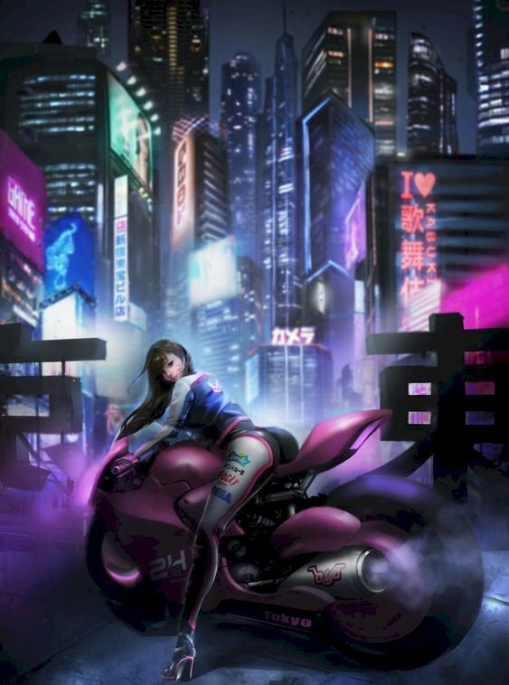 Hình nền điện thoại 3D cô gái cỡi mô tô chất ngầu