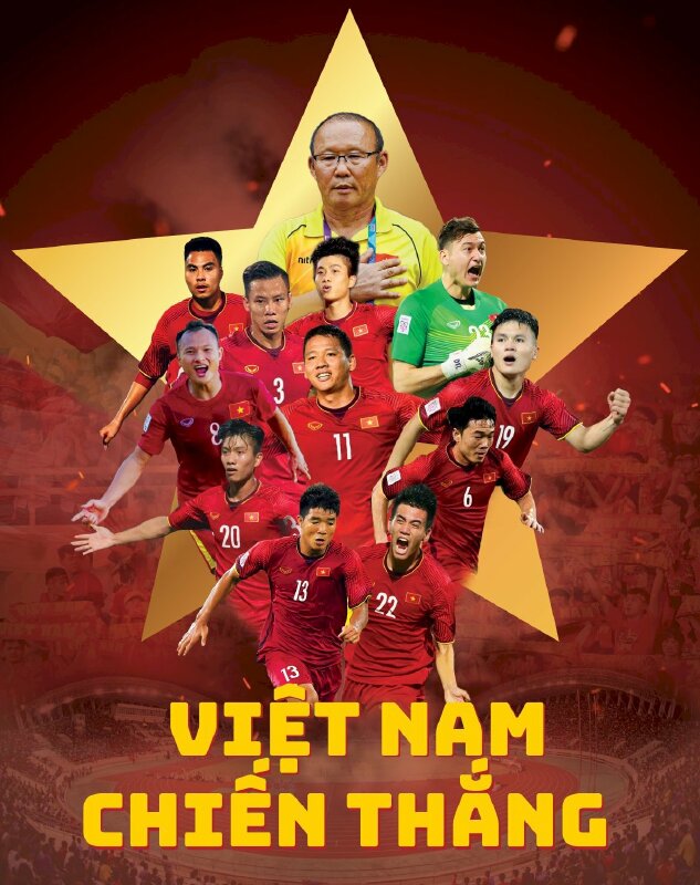 Hình nền điện thoại Việt Nam Chiến Thắng với hình ảnh HLV Park Hang Seo cùng các học trò xuất sắc của ông