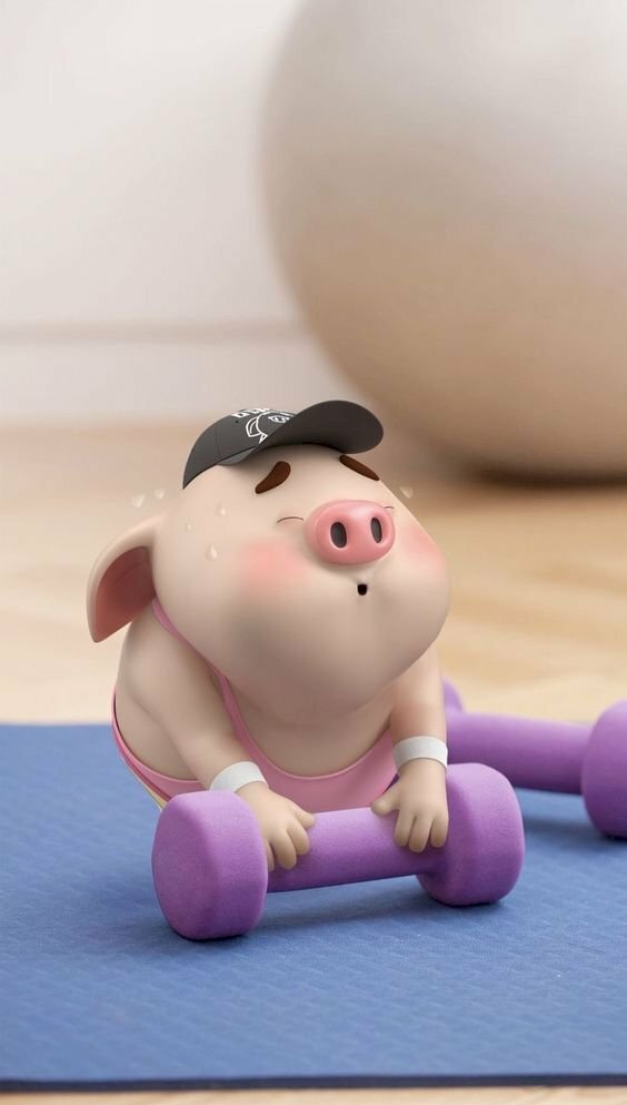 Hình nền điện thoại cute heo ú tập nâng tạ
