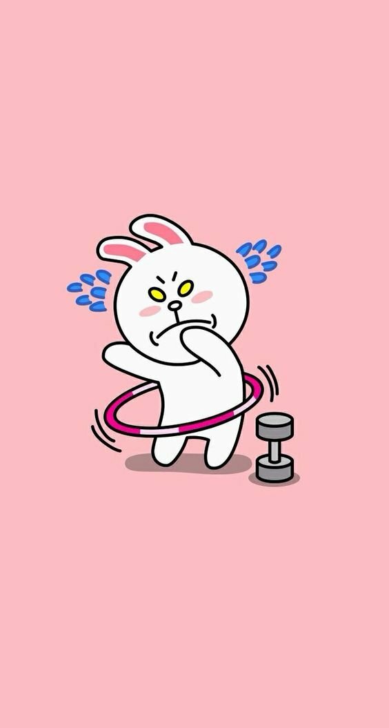 Hình nền điện thoại cute thỏ quyết tâm tập gym