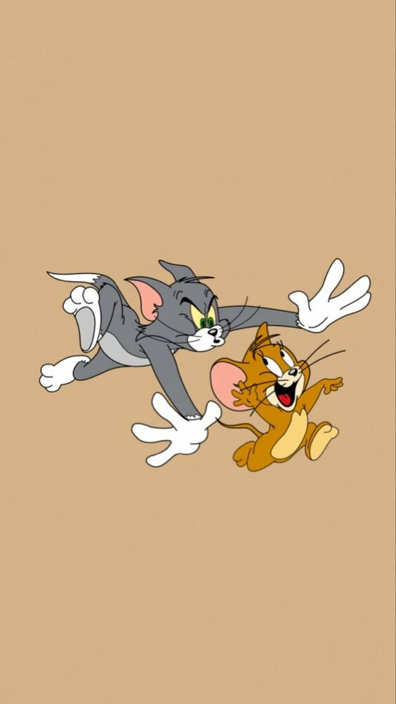 Ảnh nền điện thoại cảm ứng cute mèo Tom xua đuổi xua con chuột Jerry