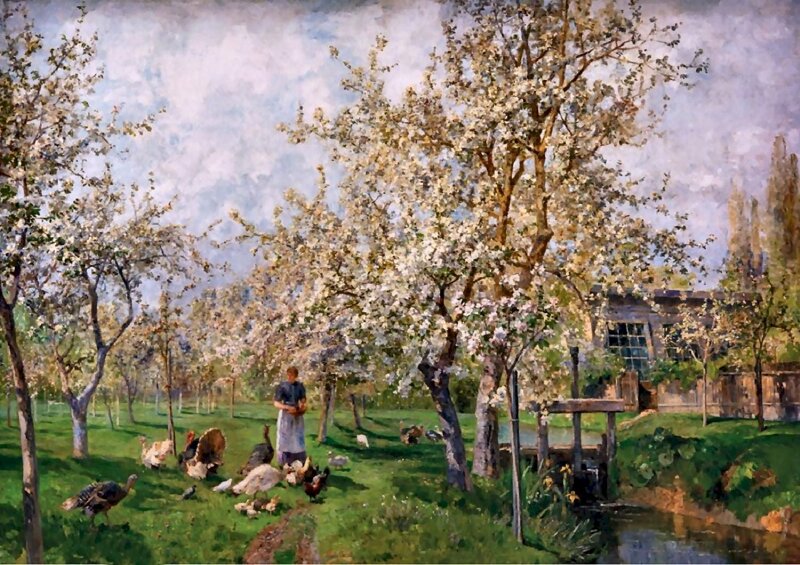 Tranh sơn dầu phong cảnh mùa xuân Châu Âu 