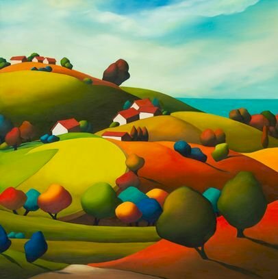 Tranh phong cảnh hiện đại về làng quê đẹp 