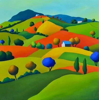 Tranh phong cảnh hiện đại đồi núi đẹp 