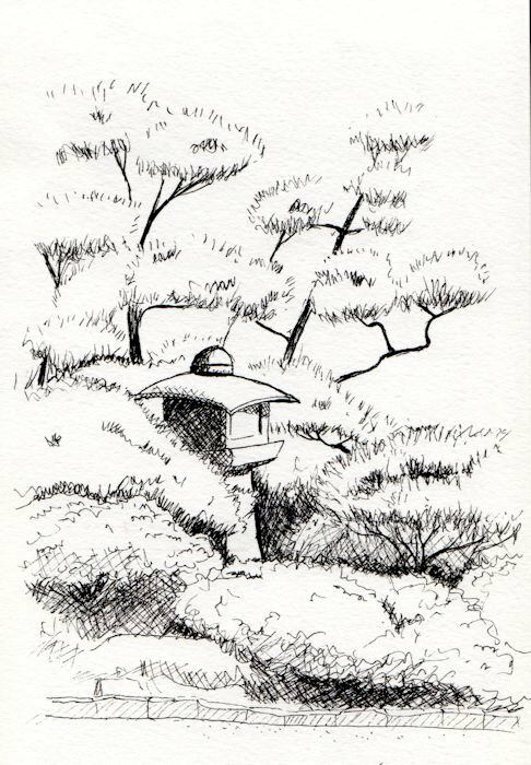 Tranh chì phong cảnh Trung Quốc đơn giản mà đẹp