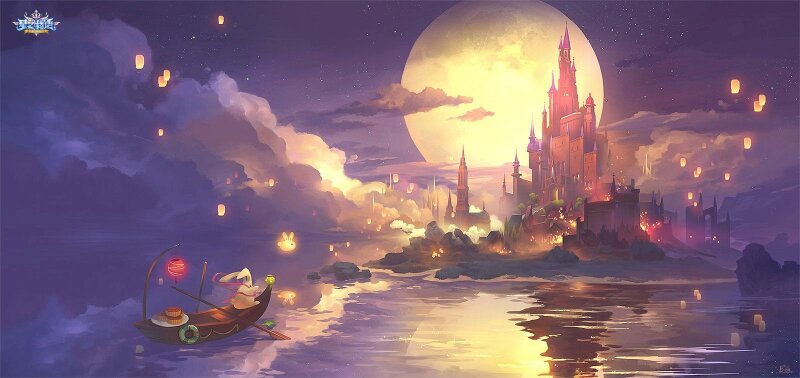 Tranh phong cảnh trung thu đẹp trăng sáng 