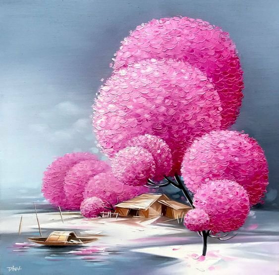 Tranh sơn dầu phong cảnh hiện đại đẹp nhất 