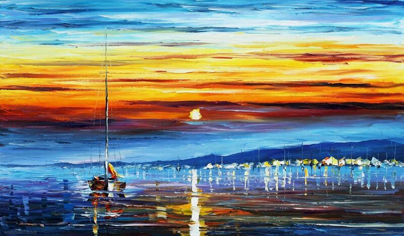 Tranh sơn dầu phong cảnh biển đẹp 
