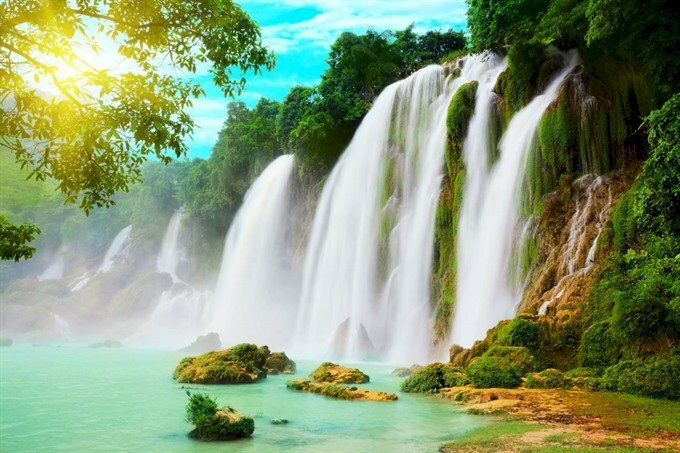 Tranh cảnh quan thác Bản Giốc đẹp mắt 