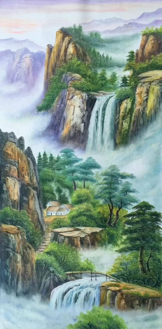 Tranh phong cảnh sơn thủy sông núi Trung Quốc