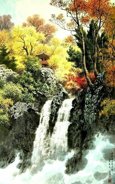 Tranh phong cảnh sơn thủy Trung Quốc đẹp hữu tình