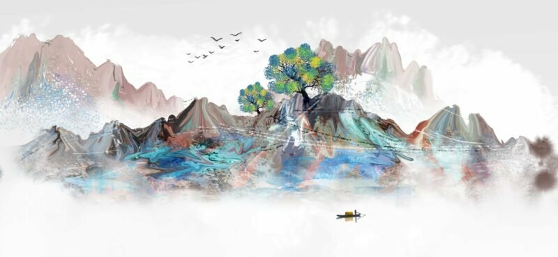 Tranh phong cảnh cổ trang Trung Quốc đẹp xuất sắc