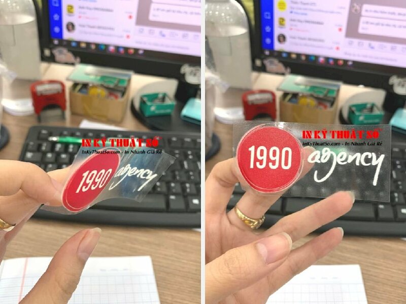 In Decal trong UV làm tem nhãn, banner dán kính, trang trí kính