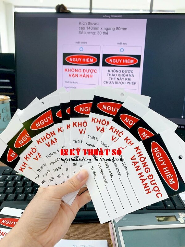 In thẻ cảnh báo cấm vận hành, tag out - lock out, khóa LOTO, thẻ cách ly, Danger an toàn nhựa dẻo mỏng - In Kỹ Thuật Số Since 2006 - Ảnh: 6