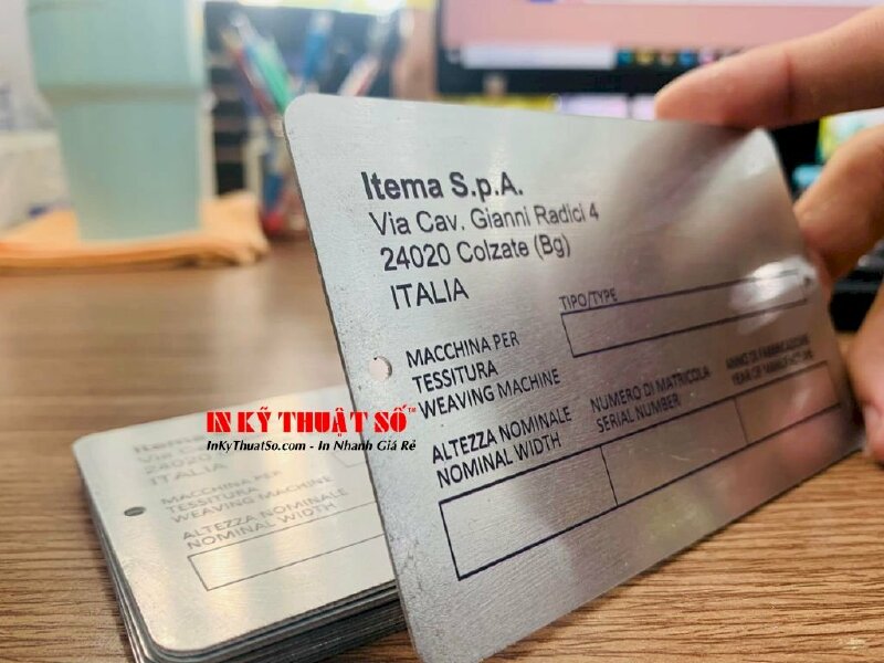 In thẻ nhôm dày tem nhãn kim loại - bo tròn 4 góc - In Kỹ Thuật Số Since 2006 - Ảnh: 2