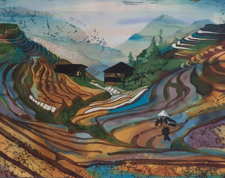 Tranh phong cảnh ruộng bậc thang thật đẹp