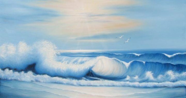 Tranh phong cảnh biển buổi bình minh thật bình yên