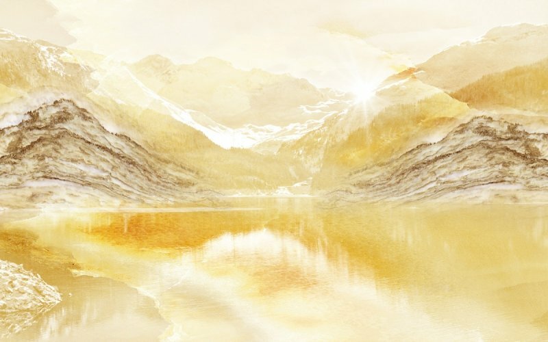 Tranh trang trí tường phong cảnh bình minh trên những ngọn núi tuyệt đẹp