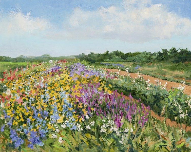 Tranh phong cảnh cánh đồng hoa đẹp