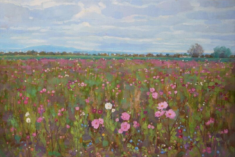 Tranh treo tường phong cảnh cánh đồng hoa