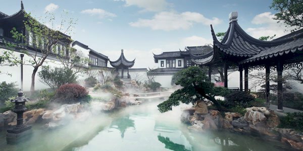 Tranh cảnh quan cổ trang Trung Quốc đẹp