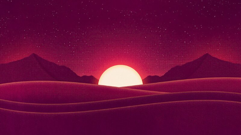 Tranh phong cảnh đồi núi mặt trời mọc