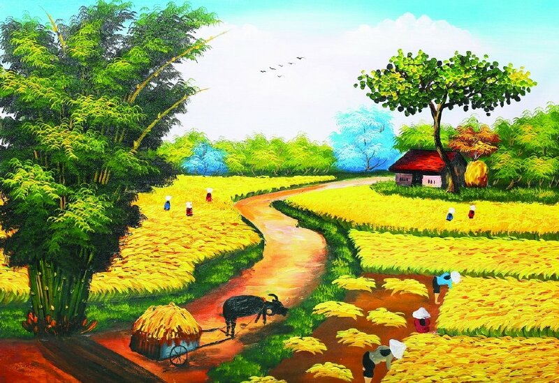 Phong cảnh đồng quê: Hình ảnh mê hoặc về phong cảnh đồng quê với những cánh đồng lúa bát ngát, những bông hoa đua nhau nở rộ và những chiếc cầu thang lên ngôi làm cho không gian trở nên đẹp đến kỳ lạ. Hãy thưởng thức và tận hưởng sự thư thái của phong cảnh đồng quê Việt Nam.