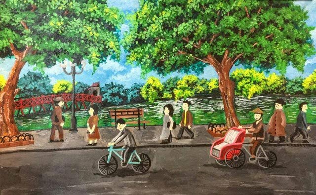 Tranh phong cảnh Hà Nội đơn giản, đẹp