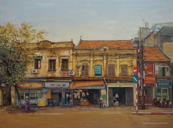 Tranh treo tường phong cảnh Hà Nội đơn giản, đẹp