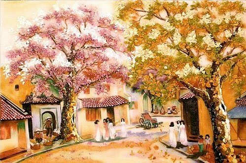 Tranh phong cảnh Hà Nội mùa thu xưa