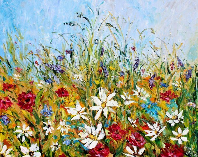 Tranh phong cảnh hoa đẹp rực rỡ sắc màu