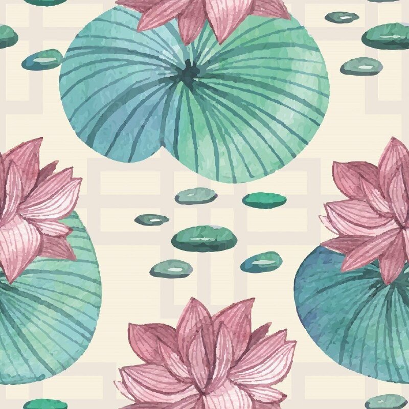 Tranh phong cảnh hoa sen vẽ đơn giản