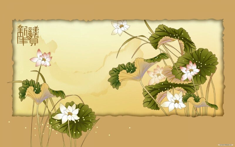 Tranh phong cảnh hoa sen phong thủy làm background trang trí