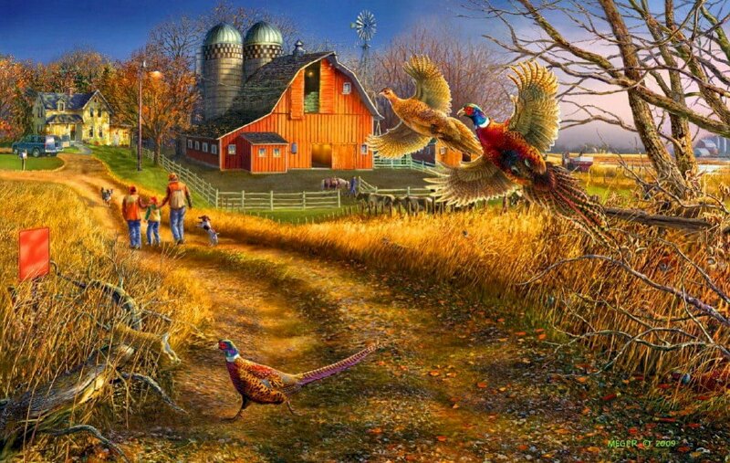 Tranh phong cảnh miền quê cánh đồng rộng lớn