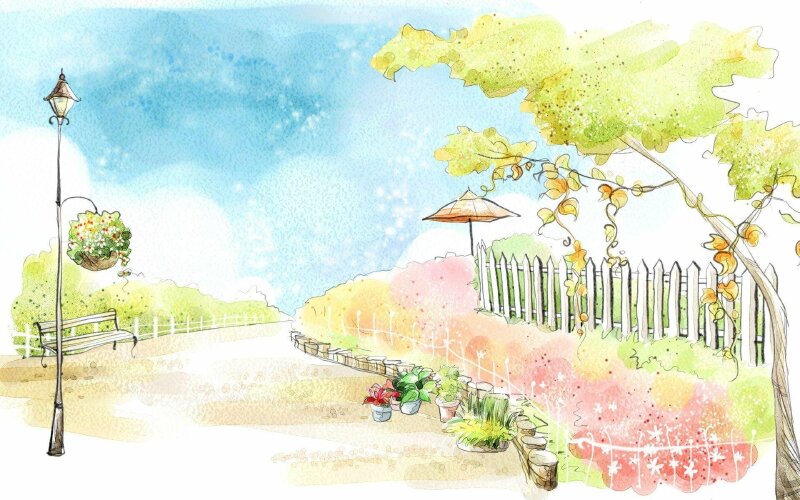 Tranh phong cảnh mùa hè đẹp tràn ngập sắc hoa nơi góc phố