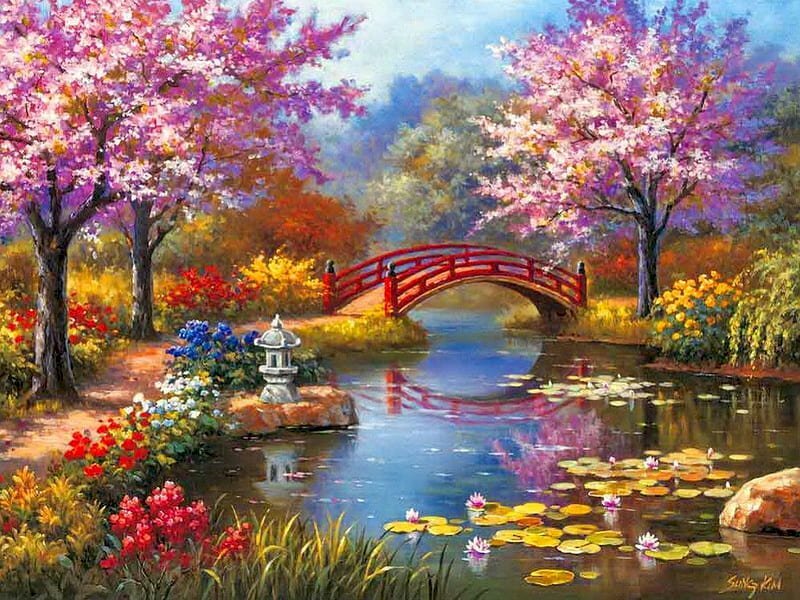 Phong cảnh mùa hè rực rỡ sắc hoa
