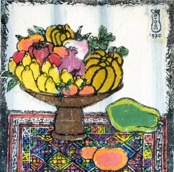 Tranh vẽ mâm ngũ quả ngày tết