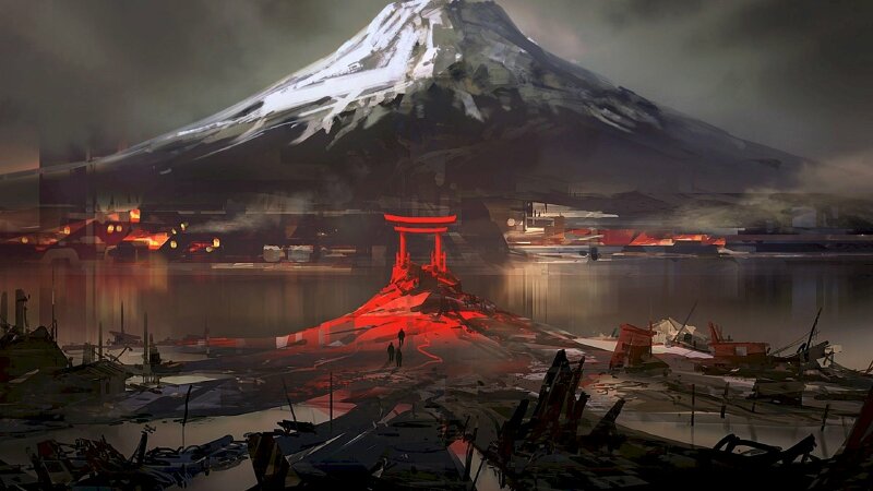 Tranh phong cảnh sông núi Phú Sĩ biểu tượng xứ sở Phù Tang