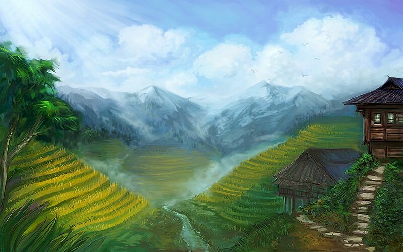 Tranh phong cảnh ruộng bậc thang đẹp tuyệt vời