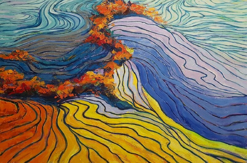 Tranh treo tường phong cảnh ruộng bậc thang đẹp nghệ thuật