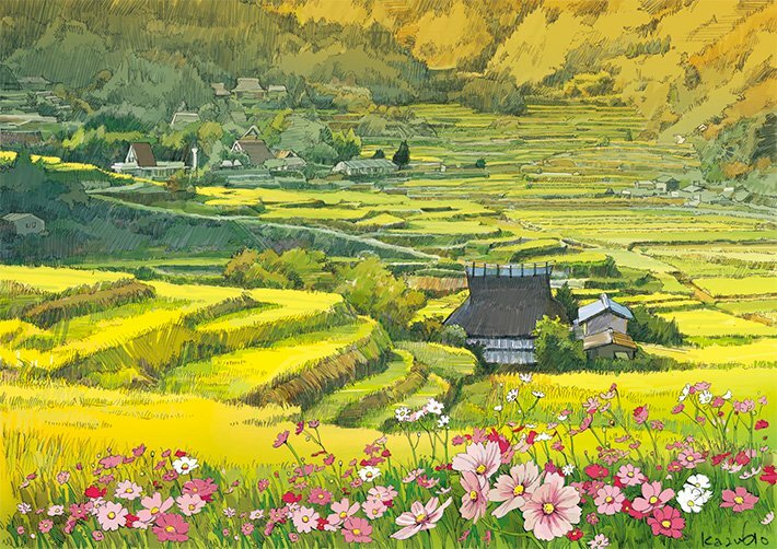 Tranh phong cảnh ruộng bậc thang đẹp