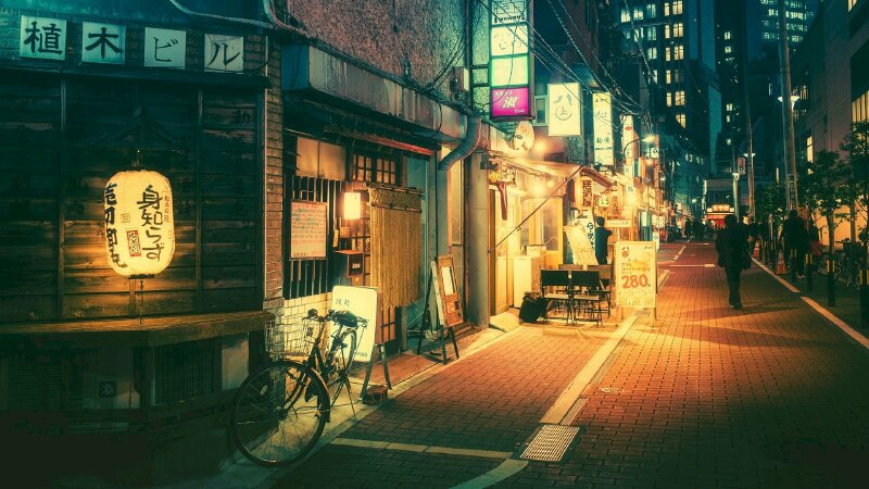 Tranh phong cảnh thành phố Tokyo về đêm