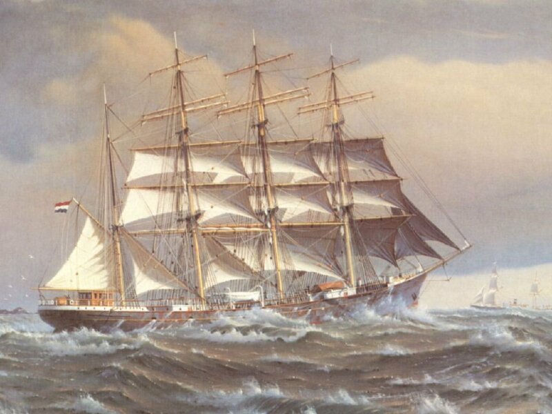 Tranh phong cảnh thuyền buồm căng đón gió tuyệt đẹp