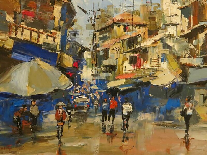 Tranh sơn dầu phong cảnh Hà Nội