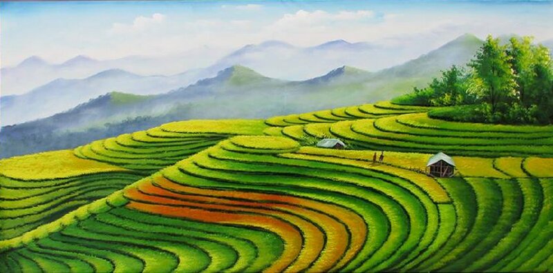 Với bút và giấy, bạn có thể vẽ tranh phong cảnh ruộng bậc thang đơn giản, nhưng không kém phần tuyệt đẹp. Hãy để bức tranh này đưa bạn đến với quê hương Việt Nam và cảm nhận sự thanh bình trong từng nét vẽ.