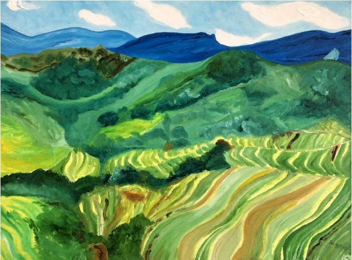 Tranh sơn dầu phong cảnh ruộng bậc thang