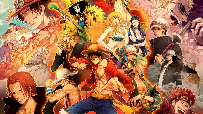 Tranh dán tường anime các nhân vật trong One Piece ngầu chất 