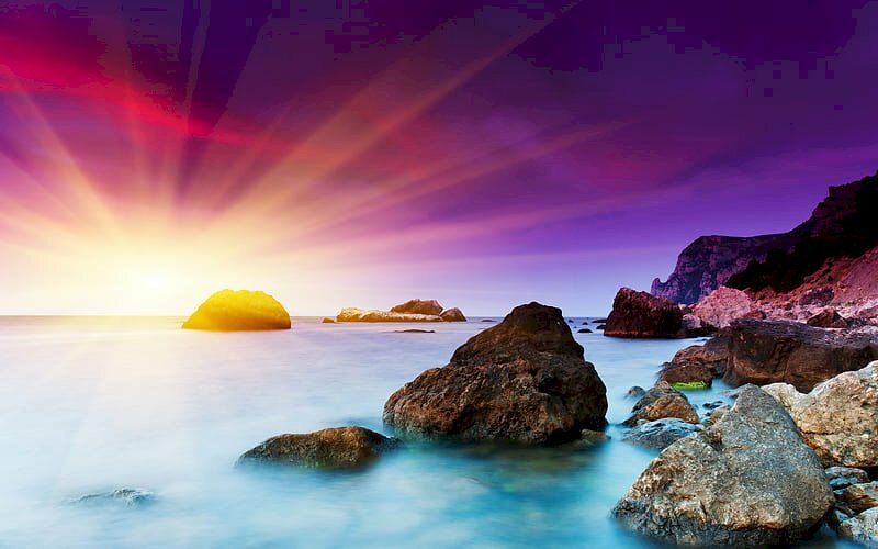 Tranh dán tường 3d cảnh biển bình minh đẹp nhất