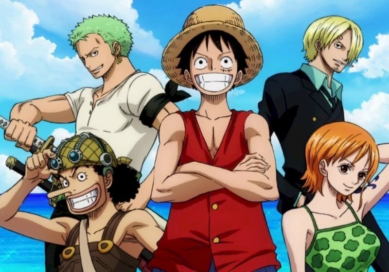 Tranh dán tường anime One Piece gồm các nhân vật Luffy, Zoro, Usopp, Sanji, Nami